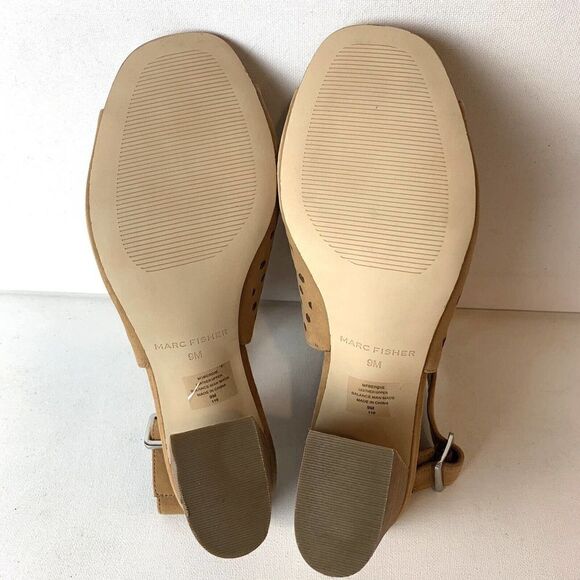 Marc Fisher Womens 9M Tan Leather Open Toe Sling Back High Heel Wrap Sandals New - Picture 10 of 10